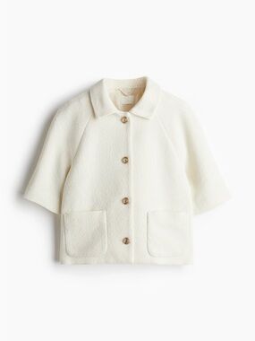NWOT Cream Bouclé Short-Sleeved Jacket